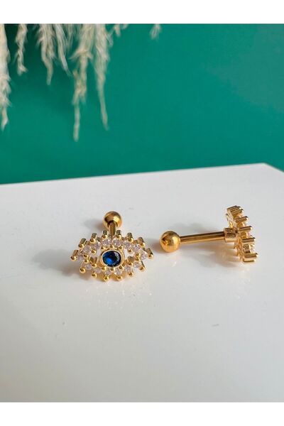 BY DİLEK ÇETİN ACCESSORY Çelik Nazar Gözlü Kıkırdak Helix Tragus Piercing(1adet)