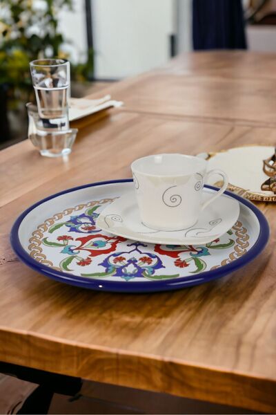 İnci Emaye 22no Sunum Tepsisi Tek Kişilik Servis Tepsisi Kahve Tepsisi Tabağı Sunum Tabağı Servis Tabağı Çeyiz