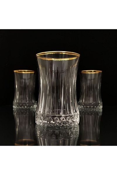 Paşabahçe Elysia Tea Glass Gold Gilded - 6 Pieces 42901