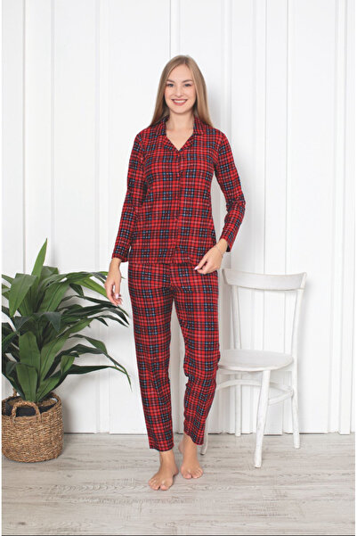 AYSUN TEKSTİL Plaid Patterned Quality Pajama Set