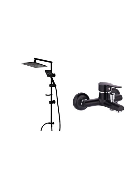 BOZOĞLU Lüx Siyah Tepe Robot Duş Seti Ve Siyah Banyo Bataryası | Modern Ve Şı...