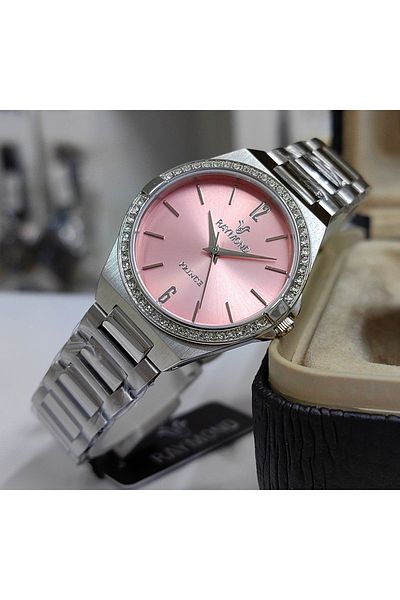 Raymond Pink Dial Steel Case Women's Watch