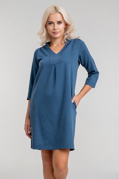 Bold & Young Rochie legendară de damă din bumbac cu mâneci 3/4 și buzunare cu șnur