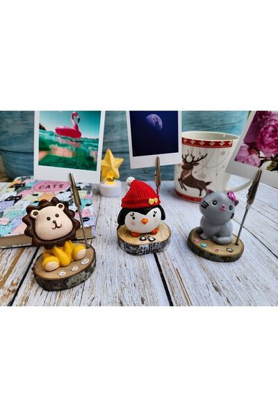 Rota Hediyelik 3 قطع من حامل الملاحظات والورق اللطيف على شكل حيوان كاواي البطريق القط الأسد هدية مكتبية لسطح المكتب