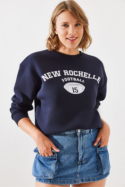 Bianco Lucci Dámská mikina Rochelle Text Printed - Three Thread Raised Mbhs001 60601001