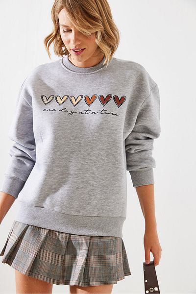 Bianco Lucci Colorful Heart Printed Women's Sweatshirt Mbhs007 - Three Thread Raster