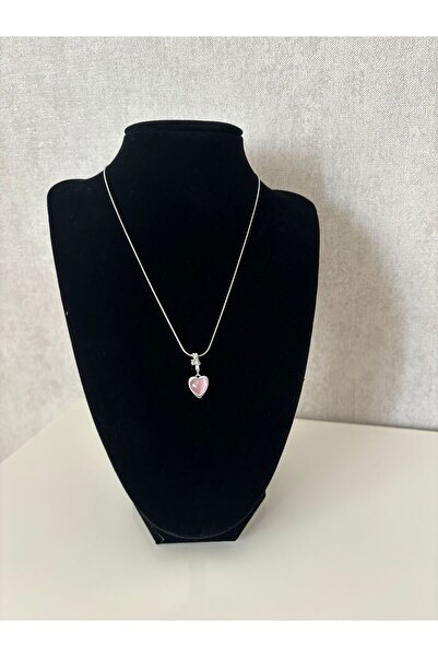 SEM STORE Lila Heart Patterned Silver Color Steel Necklace