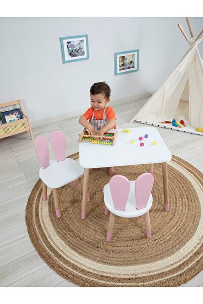 Bee Smart Ahşap Montessori Aktivite Masası Sandalyesi, Bunny Masa Sandalye