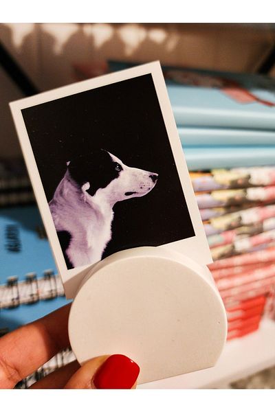 Rota Hediyelik 3 Pcs Round White Concrete Plain Stylish Note Holder, Photo Holder