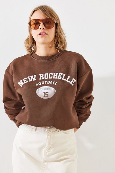 Bianco Lucci Dámská mikina Rochelle Text Printed - Three Thread Raised Mbhs001 60601001