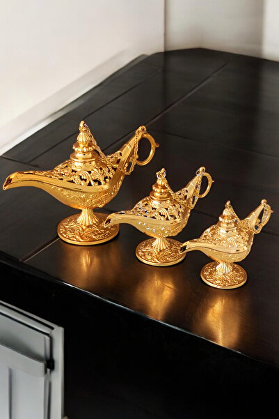 Binbir Trend Alaattin Sihirli Lambası -  Dekoratif Zamak Tütsülük Üçlü Set-Al...