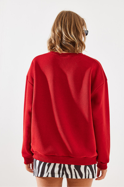 Bianco Lucci Kadın Bisiklet Yaka Şardonlu Fermuar Detaylı Basic Sweatshirt 60251796