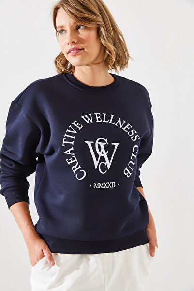 Bianco Lucci Kadın Üç İplik Şardonlu Yazılı Sweatshirt MBHS010 60601010
