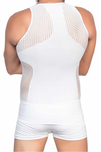 Narnuga Mi̇raxx White Mi Emay E1006 Mesh Men's Corset Undershirt