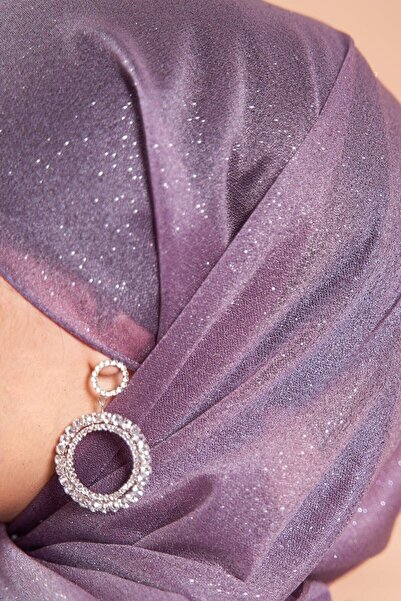 Afilva Kadın Simli Koyu Lila Abiye Şal