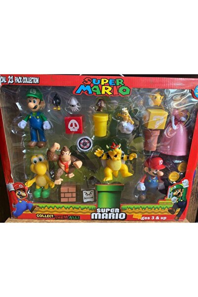 scntoys Süper Mario Oyuncak Figür Set Işıklı Mario Luigi Prenses 21 PARÇA SÜP...