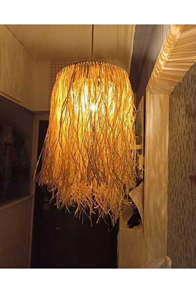 emek hasır çok emek verdik Hasır Doğal Saçaklı Dekoratif Rafya Avize