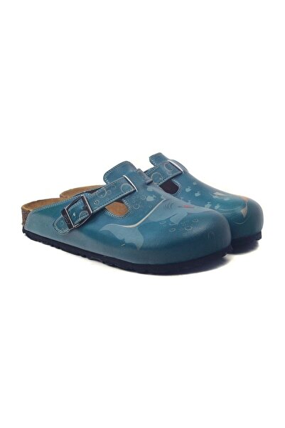 Double Tank Shark Design Vegan Leather Sandals Slippers