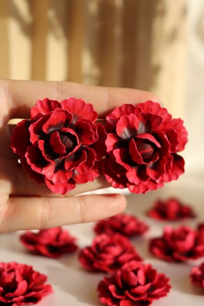 Gizy Store Red Women's Earrings - Ultra Light, Special Design, Polymer Clay Rose Flower Handmade Gzy01