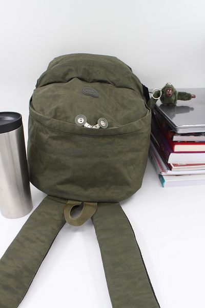 Rosso Collina Unisex Khaki Crinkle Waterproof Backpack - BERGAMO for Daily, Travel and School