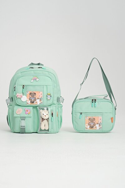 Roxbros Kawaii Kore Tarzı Aksesuarlı Ilkokul Sırt Çantası Kız Ve Isı Yalıtıml...