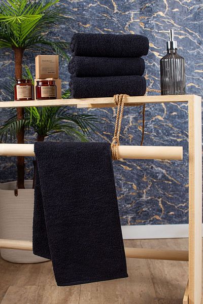 Elaganya Black Premium Soft 100% Cotton High Water Absorbent Set of 4 Towels 800Gr