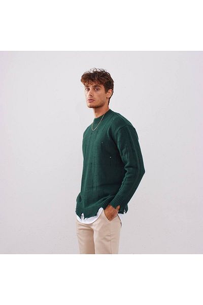 İLKCET MODA Πλεκτό πουλόβερ με σχισμένη λεπτομέρεια