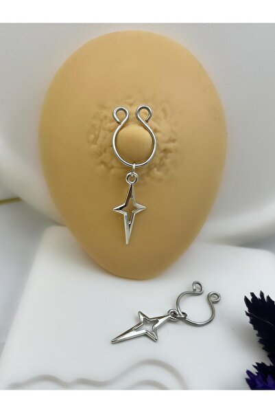 Arescollection DELİK GEREKTİRMEYEN SIKIŞTIRMALI SAHTE FAKE MEME UCU PİERCİNGİ