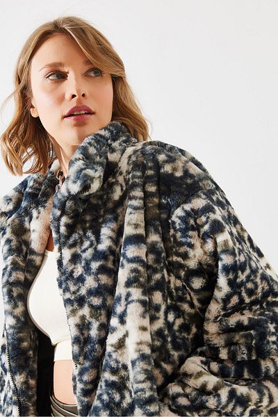 Bianco Lucci Dámský kabát z umělé kožešiny s leopardím vzorem – 2426 60251795