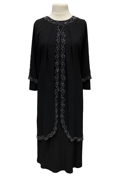 Giyinen Mağazaları Black Saadet Elegant Stone Embroidered Plus Size Mother's Evening Dress