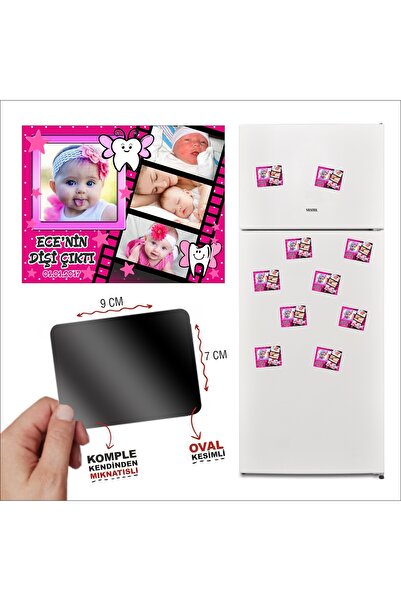 CiciMagnet 4 Fotoğraflı Diş Buğdayı Magneti Kız Bebek Hediyelik 10 Adet