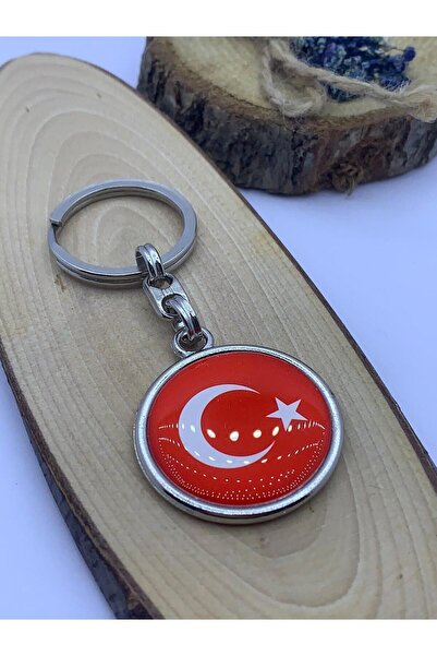 GultekinShop Türk Bayrak Türkiye Çift Yönlü Damla Metal Anahtarlık