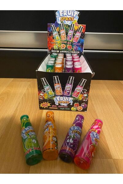 FRUITEAM 4 adet Çilek Portakal Böğürtlen Yeşil Elmalı Sprey Meyve Suyu - Nostaljik Fruit Spray İçecek