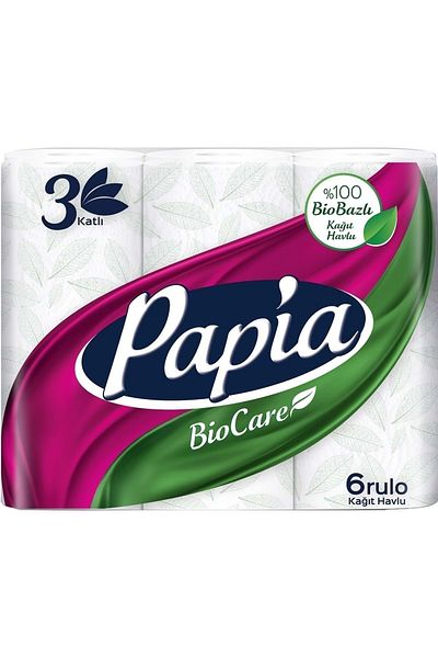 Papia Paper Towel (3 Layers) 12 Pieces Set Bio Care (2PK*6)
