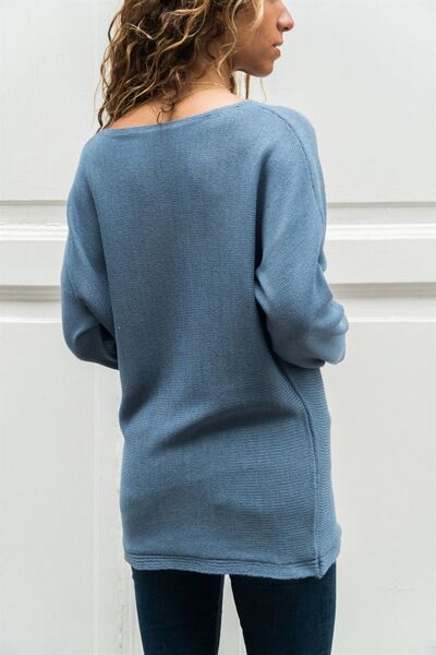 AQE FASHION Women's Blocked Knitwear Sweater Indigo