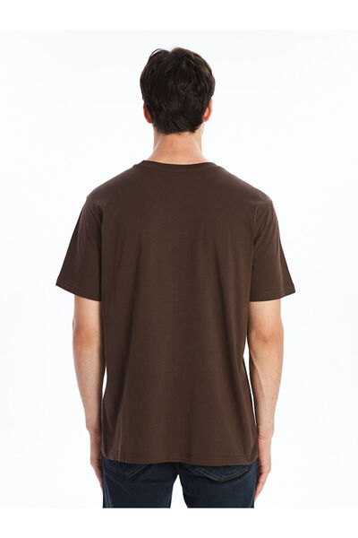 LC Waikiki Ανδρικό χτενισμένο βαμβακερό μπλουζάκι εμπριμέ - Crew neck, κοντό μανίκι