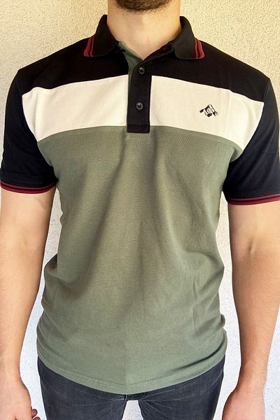 Mesh Company Ανδρικό μπλουζάκι με λαιμόκοψη Polo, Μοντέλο από βαμβακερό κομμάτι, πολύχρωμο κοντό μανίκι