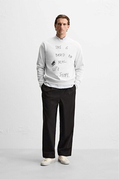 The Champ Clothing Φούτερ Polar Life Story Crew Neck Λευκό Oversize