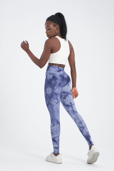 MRS.MODA Colanți de damă cu talie super înaltă de culoare albastră