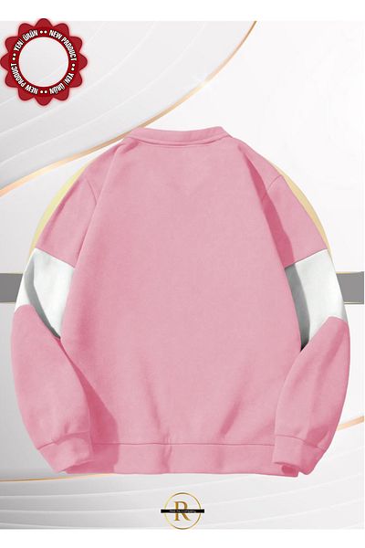 Risil-Nu Company Φούτερ Polo Neck Unisex Μαύρο ριγέ Oversize - Μισό φερμουάρ