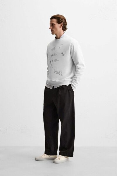 The Champ Clothing Φούτερ Polar Life Story Crew Neck Λευκό Oversize