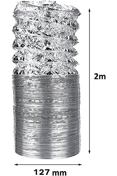 yapıtaşı Yt120 Aspiratör Davlumbaz Gider Borusu Akardiyon Boru 127mm 2mt