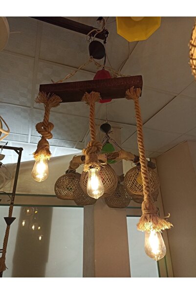 TUNCAY 3 Lü Ahşap Avize Modeli