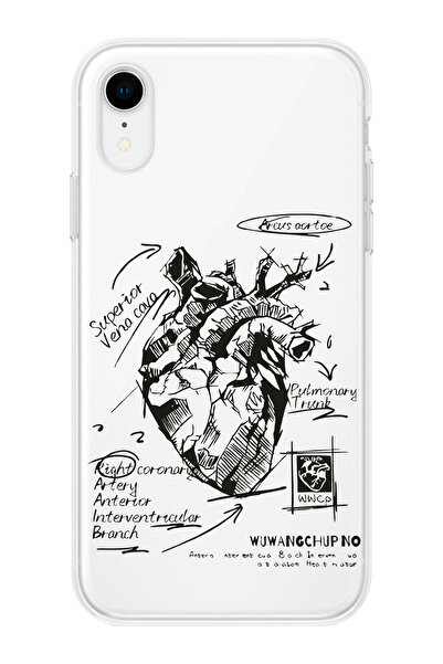shoptocase Iphone XR Uyumlu Anatomik Kalp Desenli Şeffaf Telefon Kılıfı