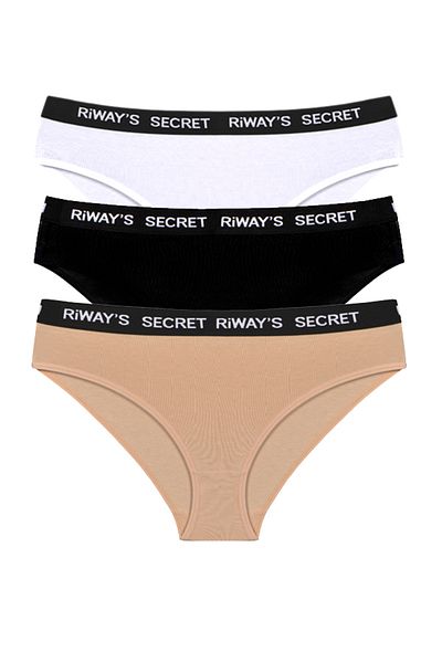 riways secret Slip din bumbac cu bandă elastică în talie, pachet de 3