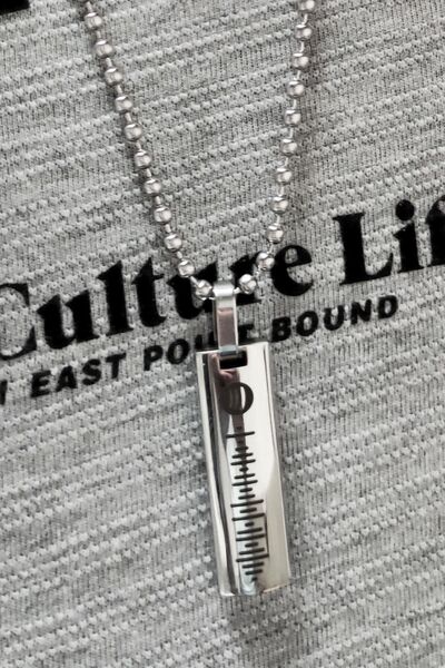 vogutima Erkek Çelik Kolye - Spotify Şarkı Kodlu Yassı Çubuk • Işıklı Kutuda • Sevgiliye • Eşe • Babaya