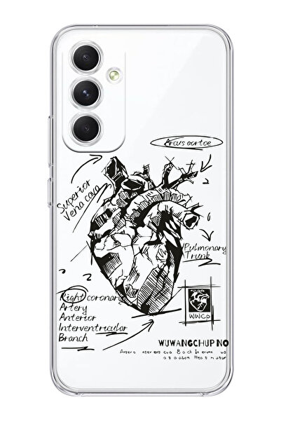 shoptocase Galaxy A54 Uyumlu Anatomik Kalp Desenli Şeffaf Telefon Kılıfı