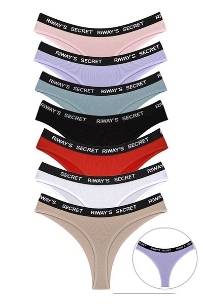 riways secret Cotton Waistband Elastic Thong 7 Pack