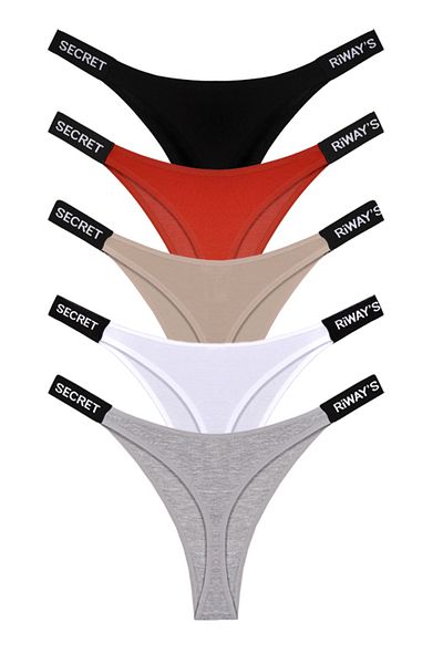 riways secret Cotton Side Tape Rubber Thong 5 Pack