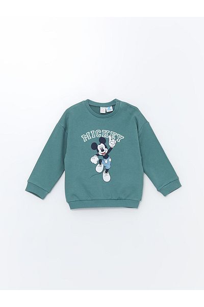 LC Waikiki Lcw Baby Green Baby Boy Sweatshirt and Sweatpants Set - Crew Neck, Long Sleeve